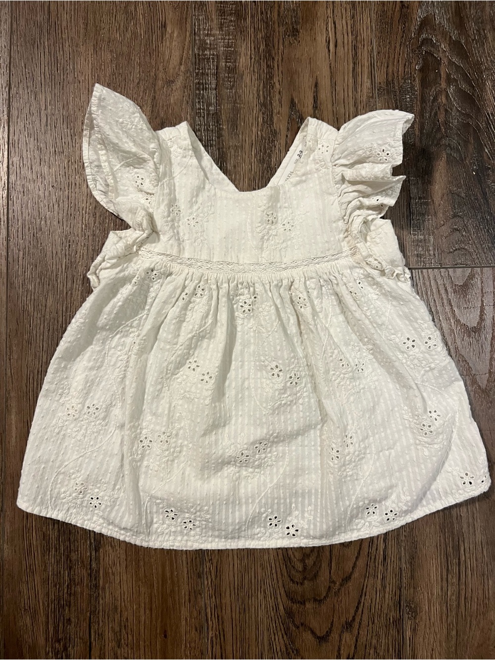 Zara White Eyelet Ruffle Girls Top